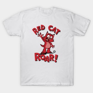 Red Cat Roar Waving T-Shirt